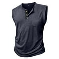 thumbnail image 5 of AnuYalue Men's Sleeveless Shirt Muscle Tank Tops Workout Henley Tee Shirts Crew Neck Gym Top Button Up Tshirt with Pockets, 5 of 7