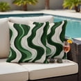thumbnail image 4 of Geometric Green Outdoor Waterproof Pillow Covers, Vintage White Stripe Coastal Sea Wave Decorative Square Throw Pillowcase Sofa Cushion Sham for Patio/Couch/Chair, 18"x18" 2 Pack, 4 of 8