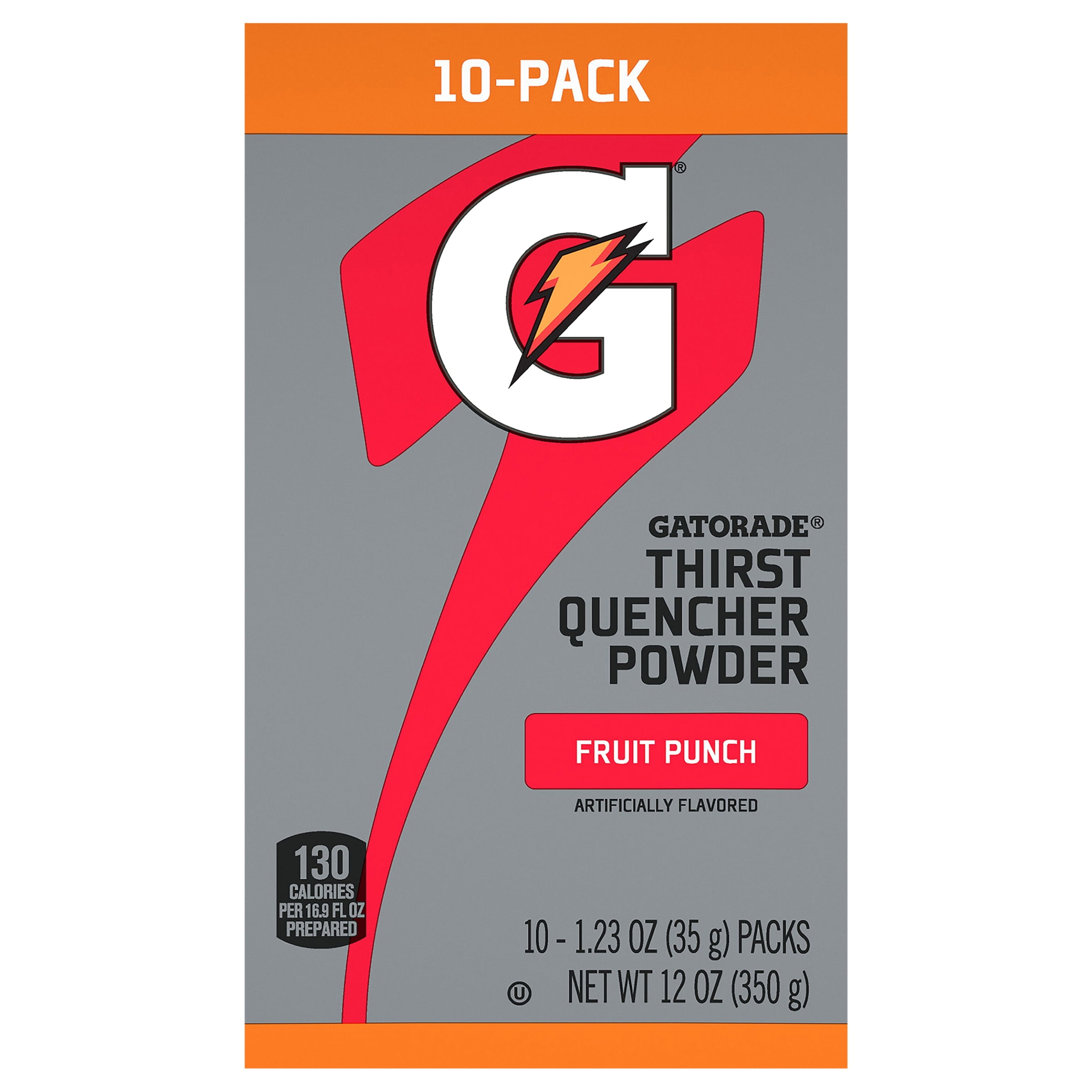 Gatorade Thirst Quencher Fruit Punch Sports Drink Mix Powder, 1.23oz, 10 Count Packets