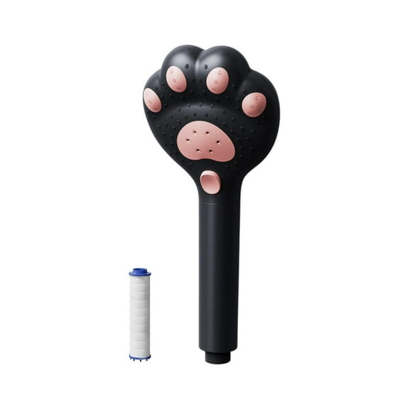 Kitty Paw Showerhead Handheld - 3-Mode Rain, Mist, and Mixed, Air-Boosted Pressure, Silicone Nozzles, Built-in 5 Micron Filter, Plastic Bath Shower Head