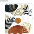 thumbnail image 3 of Boho Mid Century Shower Curtain 60Wx72H Inches Abstract Golden Dots Leaves Modern Geometric Minimalist Aesthetic Bathroom Cloth Fabric Waterproof Polyester Home Decor Set with Hooks, 3 of 5