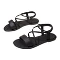 thumbnail image 4 of Women's Criss Cross Flat Sandals, Open Toe Elastic Ankle Strap Summer Casual Walking Beach Dress Sandals Comfort Soft Sole Strappy Sandals for Daily Wear, 41, 4 of 9