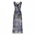 thumbnail image 3 of Bidobibo Womens Summer Maxi Dresses Tropical Print Beach Dresses V-Neck Sleeveless High Waist Lace up Flowy Maxi Dress Sundress, 3 of 9