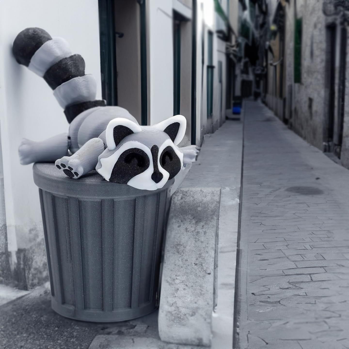 racoon Articulated Racoon with Trash Can, 3D Printed Flexi Racoon