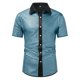thumbnail image 1 of Manga Larga de Verano Tops Botón Glitter Flip Collar Manga Corta Superior de Poliéster, Camisa de Moda de Ocio de Club Nocturno para Hombres Fiesta Y Club, 1 of 3