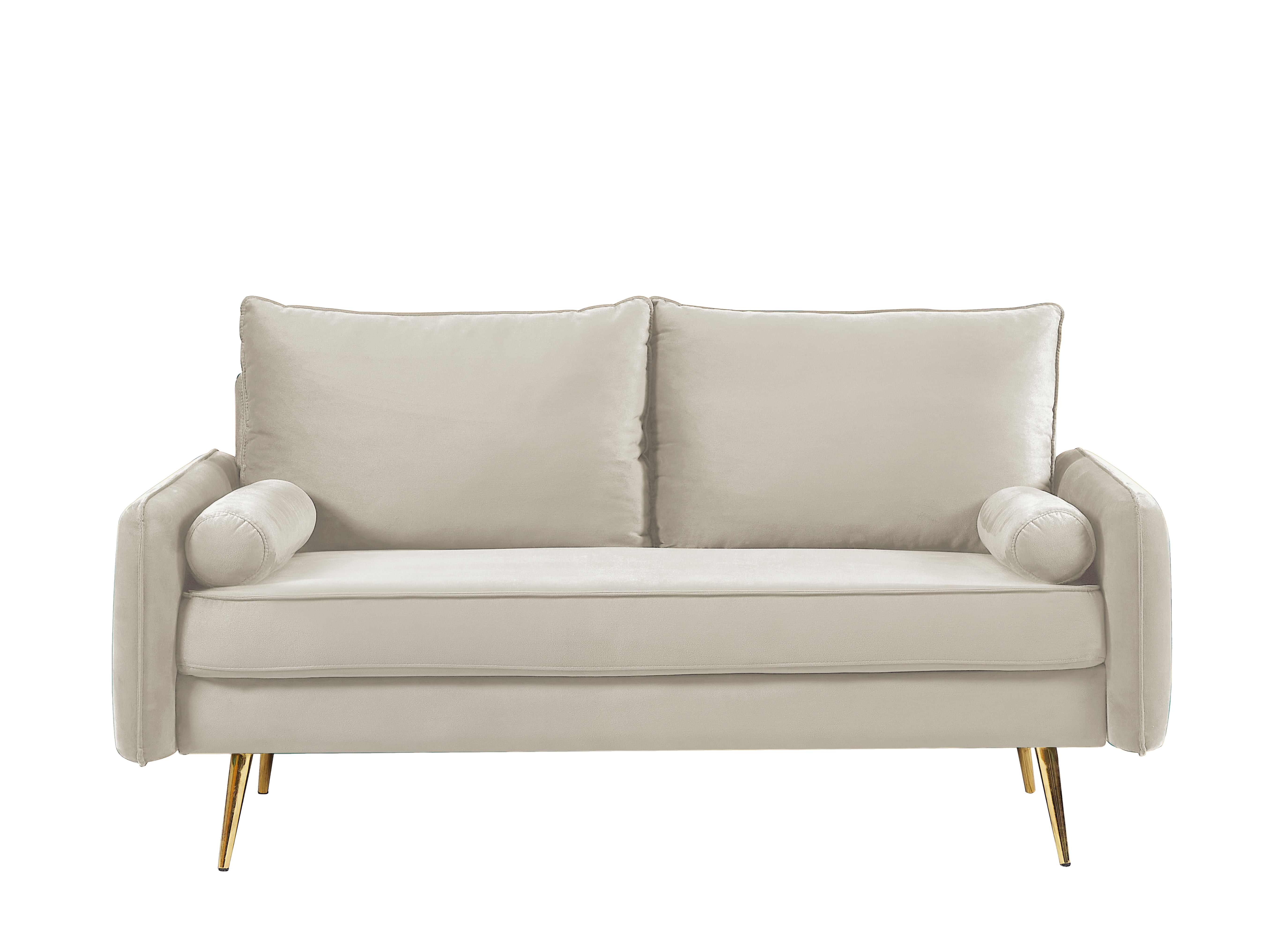 Uspridefurniture Villeda 58''W Polyester Square Arms Loveseat, Ivory