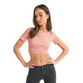thumbnail image 2 of Women’s Ribbed Short Sleeve Cropped Top, Dusty Rose, ML, 2 of 5