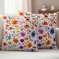 thumbnail image 6 of 2 Pack Outdoor Waterproof Throw Pillow Covers,Watercolor Colorful Flower Decorative Square Pillow Case Patio Pillowcases for Chair Couch Sofa 16x16in, 6 of 9