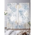 thumbnail image 4 of Blue Beige Floral Semi Sheer Curtains 108 Inch Length 2 Panels Set, Vintage Smear Abstract Art Sheer Kitchen Curtain Privacy Voile Window Curtain for Living Room Bedroom Rod Pocket Drapes, 4 of 7