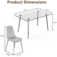 thumbnail image 6 of 5-Piece 51" Rectangular Glass Dining Table, Clear Tempered Glass Table & 4 Velvet Chairs with Metal Legs for Kitchen, Meeting Room, 6 of 9