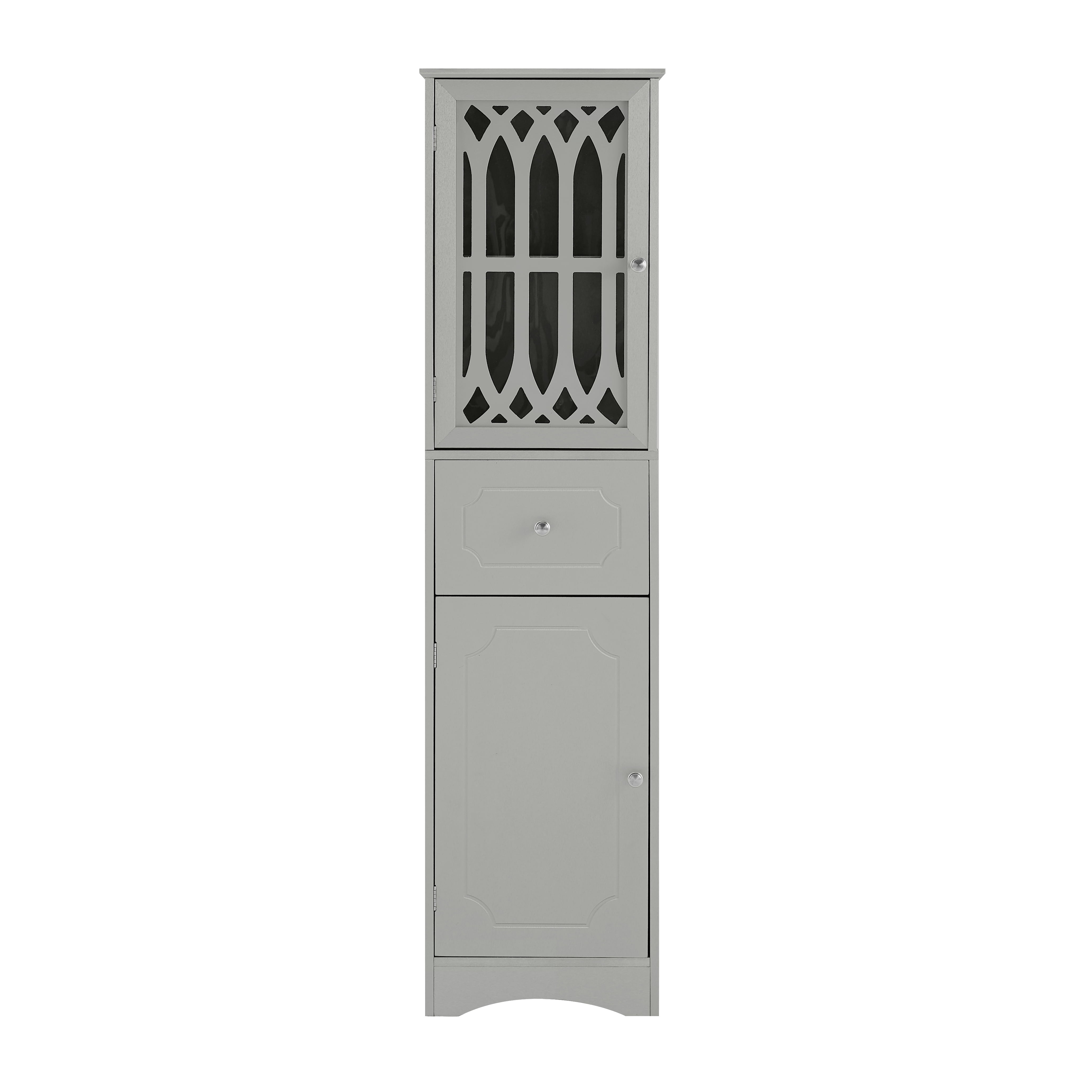 Harper & Bright Designs Tall Bathroom Storage Cabinet with Drawer and Doors, Modern Freestanding Cabinet with Adjustable Shelf for Bathroom, Gray