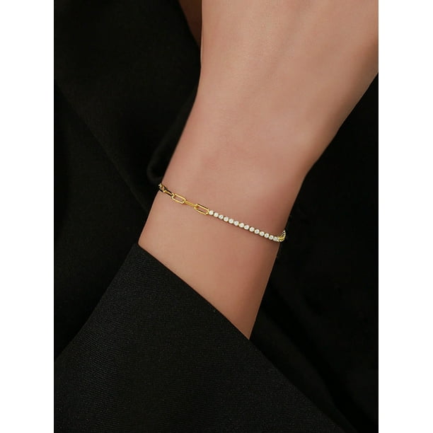 1pc S925 Sterling Silver Handmade Geometric Shape Sparkling Gemstone Inlaid Bracelet, Jewelry For Daily Wear, Parties, And Special Occasions For Women