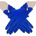 thumbnail image 1 of Namzi Guantes de satén, guantes cortos, guantes de princesa, disfraces para bodas, ópera, banquetes y fiestas nupciales - Azul, 1 of 4