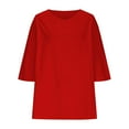 thumbnail image 4 of Guieoi Womens Tops Plus Size Women's Trendy Fall V Neck Three-quarter Sleeve Solid Red Black*Friday/Cyber*Monday, 4 of 6