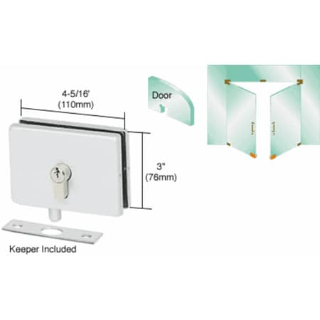 Glass European Mount CRL Brushed Stainless European EUR Series Glass Mounted Patch Lock With Keeper Plate ()