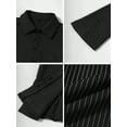 thumbnail image 2 of Women'S Striped Button Down Crop Shirt Long Sleeve Fitted Blouse Work Shirt Top Black XXL, 2 of 8