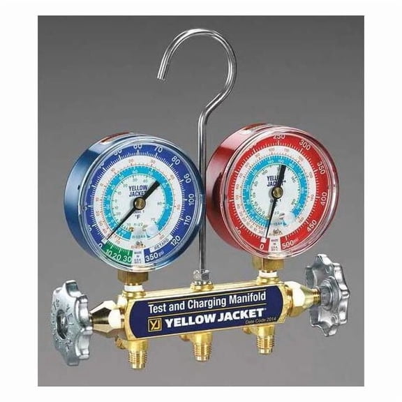 Yellow Jacket Mechanical Manifold Gauge Set,2-Valve 42005
