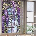 thumbnail image 4 of 1pcs (45x100cm) Floral Stained Glass Window Film Anti-UV Heat Insulation Purple Pattern Window Decoration, 4 of 5