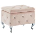 thumbnail image 1 of Contemporary Velvet & Metal Storage Ottoman in Blush Pink, 1 of 7