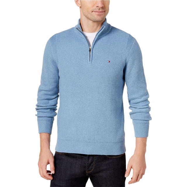 Tommy Hilfiger Mens Quarter-Zip Pullover Sweater, Azul, X-Small