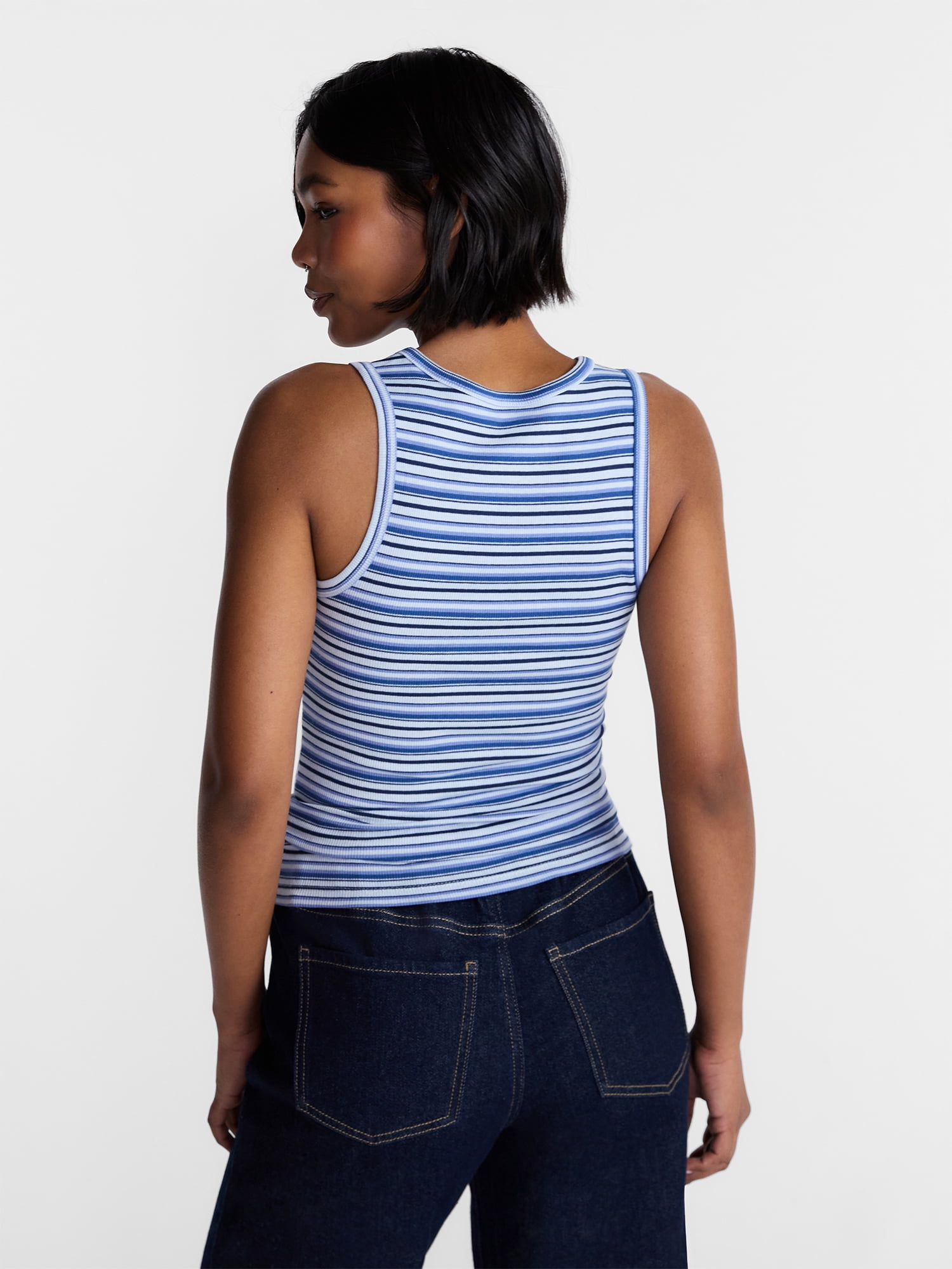 No Boundaries Ribbed High Neck Tank Top, Women's XXS-XXL