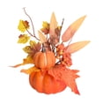 thumbnail image 2 of Mini Autumn Pumpkin with Artificial Flower Decorations,Small Fall Pumpkin Floral Table Centerpiece Ornament,Fall Centerpiece,Faux Autumn Pumpkin Table Centerpieces,Perfect for Mantel,Thanksgiving, 2 of 3