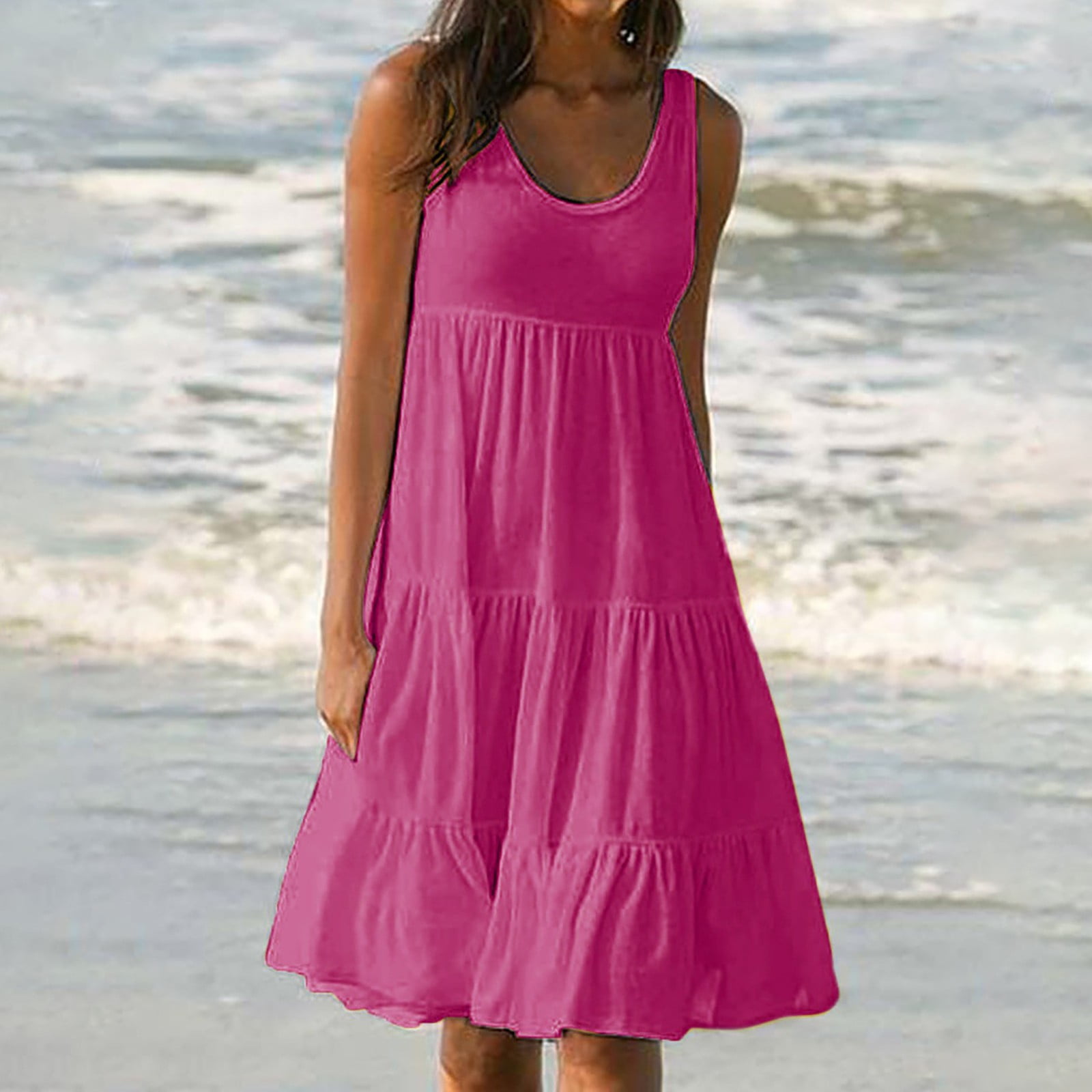 Summer Clearance! Zpanxa Womens Casual Loose Plain Maxi Sundress ...