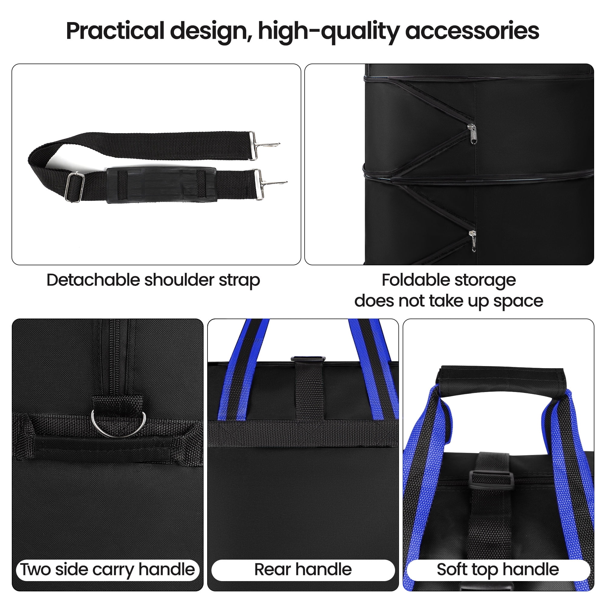 30" Expandable Foldable Luggage Bag,Collapsible Suitcases with Wheels,Lightweight Rolling Duffle Bag for Travel, Moving, Home Storage, Blue/Trim, MEX