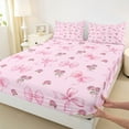 thumbnail image 3 of Feelyou Princess Cute Bow Queen Sheet Sets, Romantic Pink Rose Bed Set, 4-Piece, 3 of 7