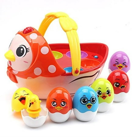 pusiti baby toys electronic learning toys for 2 3 4 5 years old toddlers kids education music toys easter eggs and hen basket musical toys for boys and girls birthday gift 18 months and