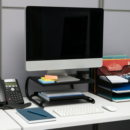 Mind Reader - Monitor Stand Riser 2 Tier Metal - Black