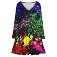 thumbnail image 3 of Wet Paint Retro Color Splash Long Sleeve Sexy Dresses For Women Ladies Vintage Elegant Party Dress Oversized V-neck Dress, 3 of 7