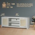thumbnail image 3 of ARKANTOS Rattan TV Stand for Tvs up to 65 inch, Wood Media Console for Living Room, While, 3 of 6