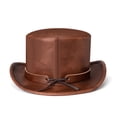 thumbnail image 3 of Wosthever Sombrero de copa elegante para disfraz de mago, boda victoriana, PU, Showman para niños Kits de decoración para fiestas Marrón 30x14cm, 3 of 6