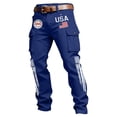 thumbnail image 4 of CONZONE Independence Day Men's Cargo Pants Straight Leg Pants for Men Trendy Buttons Patriotic Usa Flag Graphic 4Th Of July Outdoor Joggers With Pocket, 4 of 4