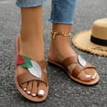 thumbnail image 1 of HTHLVMD Summer Casual Toe Post Sandals, Beach Sandals, Summer Shoes, Ladies Wraparound Thick-Soled Straw Sandals Casual Plus-Size Fashionable Versatile Slides Spring Summer Trendy Pu, Brown 7, 1 of 7