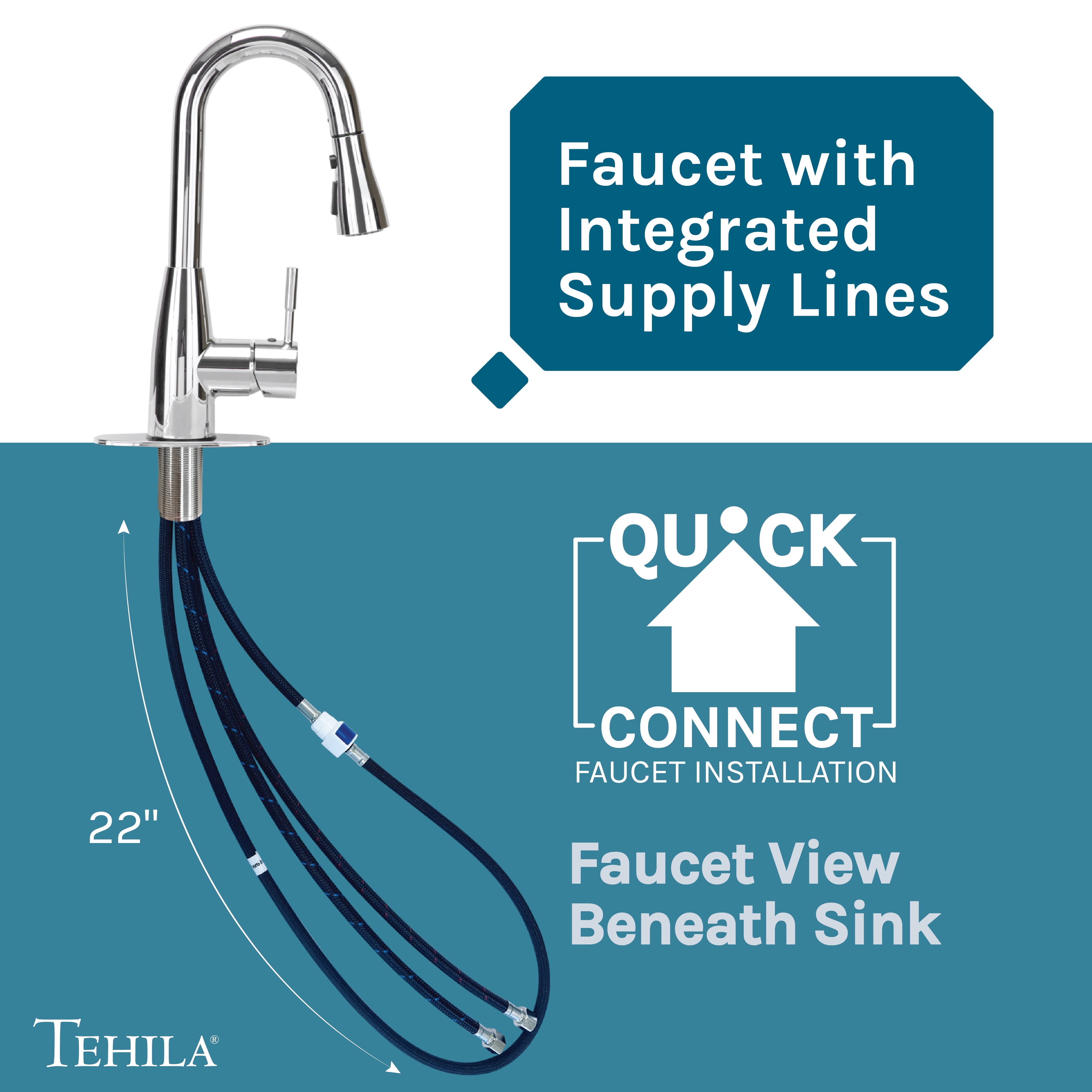Tehila Freestanding Thermoplastic 16-Gallon White Utility Sink with Chrome Pull-Down Faucet
