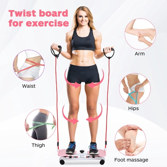 Home Waist Twisting Fitness Board Pink with Quiet Operation and Dual Pedals