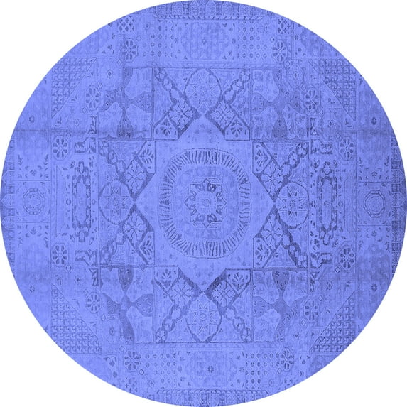 Ahgly Company Indoor Round Oriental Blue Industrial Area Rugs, 6' Round
