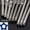 thumbnail image 3 of Juego de 11 puntas Torx largas para destornilladores y atornilladores eléctricos - Puntas magnéticas - Vástago hexagonal de 1/4" - Tamaños T6 a T40 - Longitud 100 mm, 3 of 5