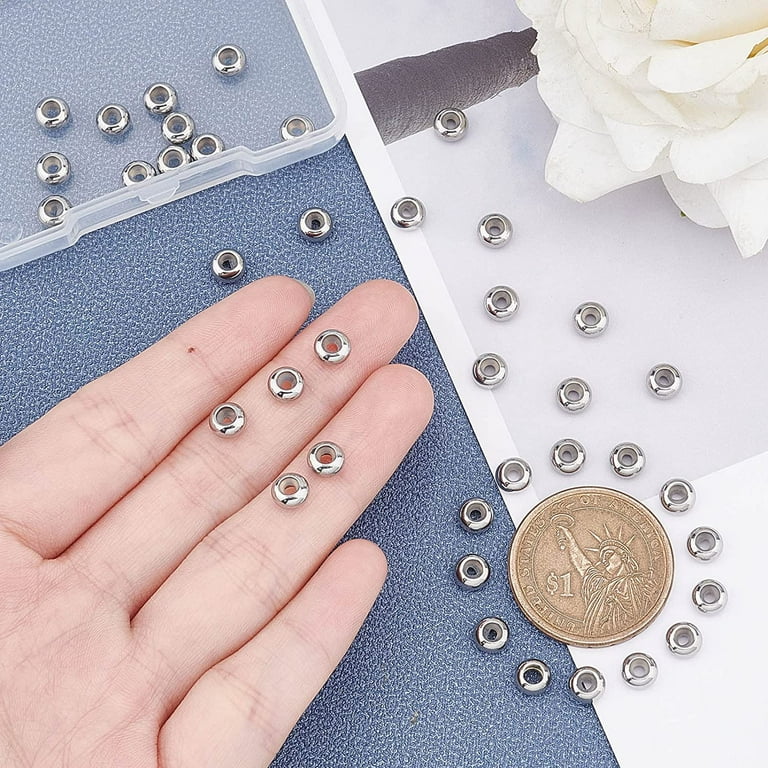 SUNYIK Hematite Large Hole (6mm) Rondelle Loose Charms European Bead fits  Bracelet,Jewelry Makings Pack of 20 in 2023