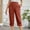 Wine, variant on HOMBOM Capris Pants for Women Plus Size Khaki Leisure Wide-Leg Cotton Linen Capris L