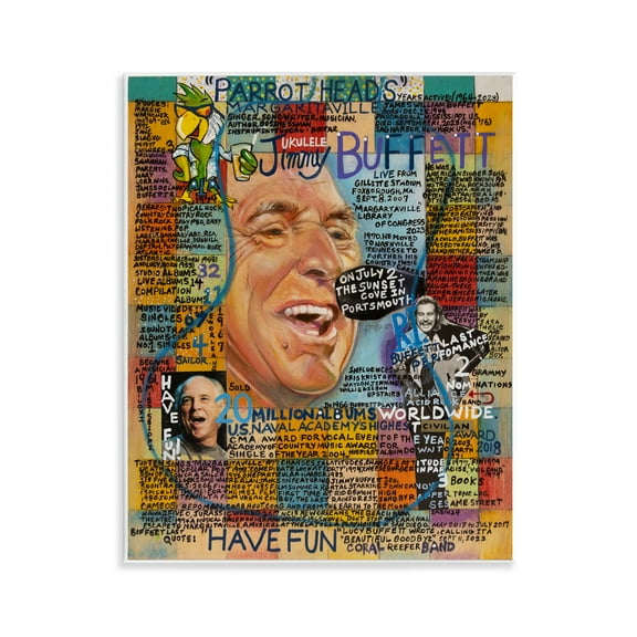 Stupell Industries Jimmy Buffet Collage People Drawing Unframed Art Print Wall Art, 11 x 14