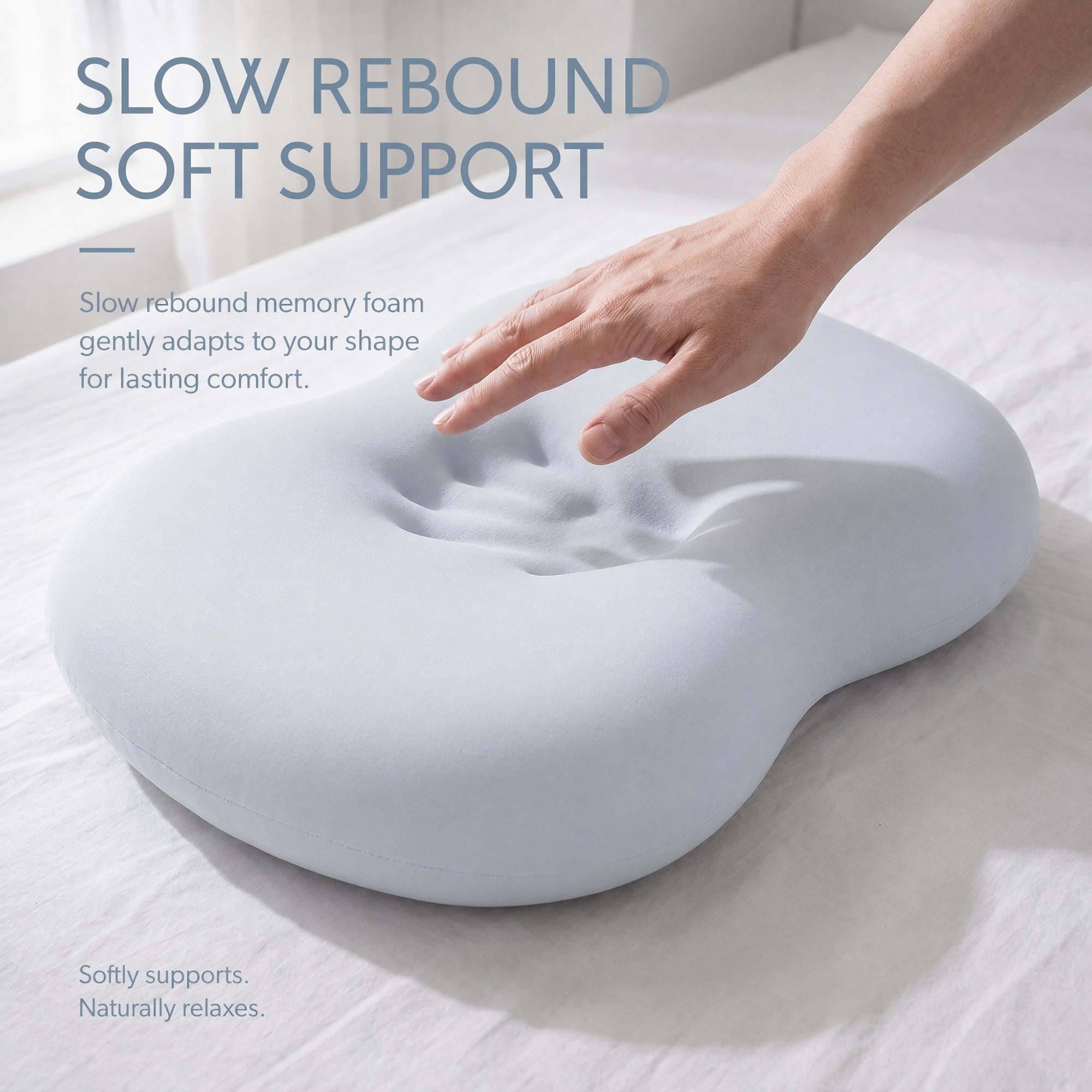 Unique Bargains Neck Pillow Cotton Cervical Support for Sleeping Blue 12.6"x7.9"x3.5"