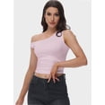 thumbnail image 4 of Women’s One-Shoulder Ruched Crop Top - Casual Off-Shoulder Twist Strap Summer Tank Top, Going Out Shirt, 4 of 6
