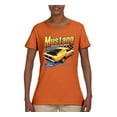 thumbnail image 2 of Wild Bobby Ford Yellow Mustang Horsepower Cars and Trucks Women Graphic Tee, Orange, X-Large, 2 of 6