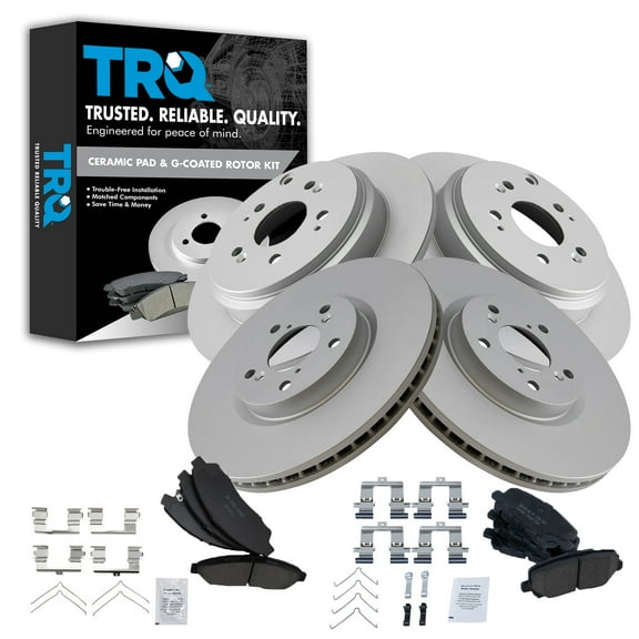 TRQ Front and Rear Brake Pad & Rotor Kit Brake Pads Brake Rotor Ceramic Premium G-Coated Fits Select 2007-2013 Acura MDX 2010-2013 ZDX 2009-2015 Honda Pilot