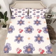 thumbnail image 2 of Homewish Kawaii Cherry Blossoms Bed Sheets, Cartoon Cherry Bowknot King Sheets, Cute Stars Print Sheet Set, Ultra Soft Bedroom Decor, 4 Pieces, 2 of 7