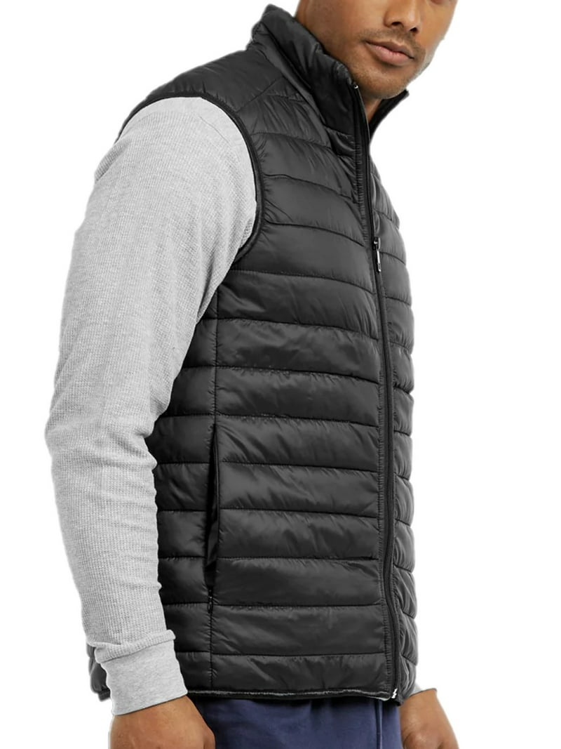 Couver Men's Lightweight Full Zip Puffer Vest, Black 3XL, Warm