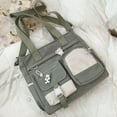 thumbnail image 3 of Faraee Cute Messenger Bag Womens Canvas Shoulder Crossbody Purse Multi Pockets Top Handle Satchel Casual College School Handbag Green, 3 of 7